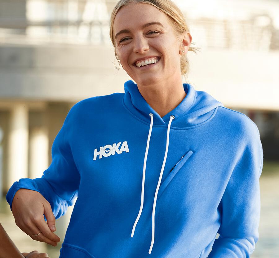 Sudadera Con Capucha Hoka One One Mujer - Performance - Azules - QAK983752